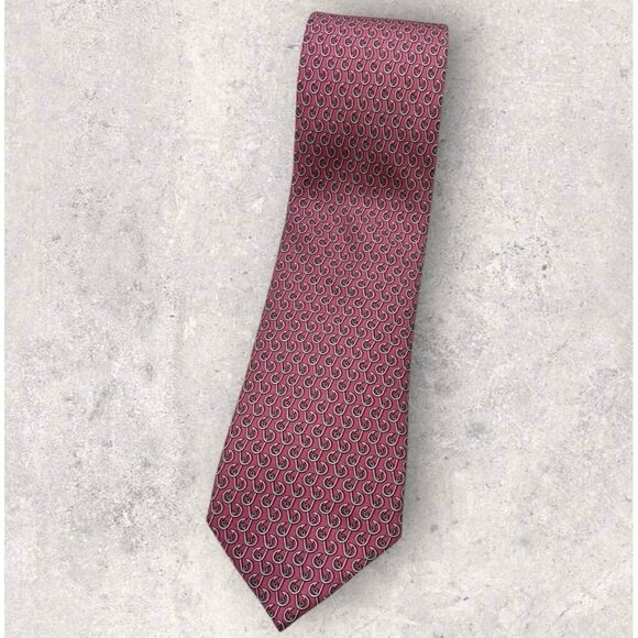 VINEYARD VINES Silk Tie USA Pink Fish Hook W:3.4" EUC - Picture 1 of 6